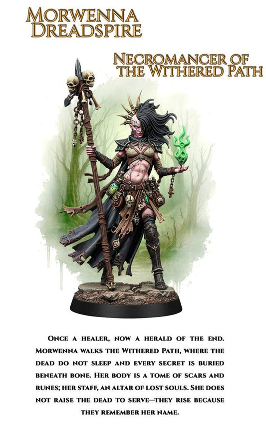 Morwenna Dreadspire - Necromancer of the Withered Path (SFW/NSFW 18+) - 75mm Scale
