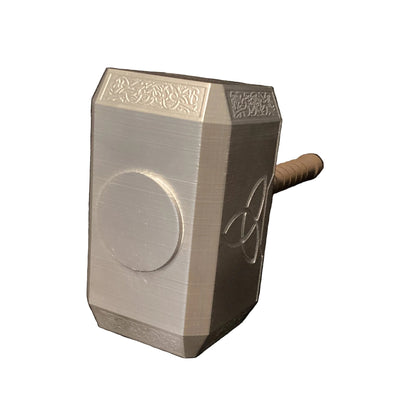 Norse Mythology War Hammer Replica – Silk Silver PETG 3D Printed Display Prop