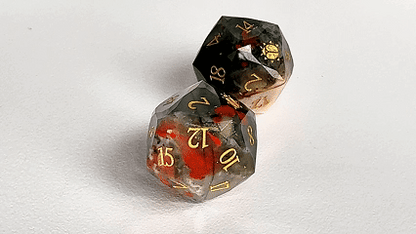 Kickstarter Dice - Natural Bloodstone DND Gemstone Dice Set - Khepri's Blessing