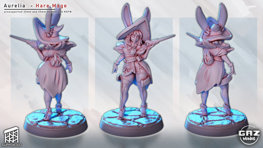 Aurelia - Hare Mage Miniature (32mm and 55mm, SFW/NSFW)