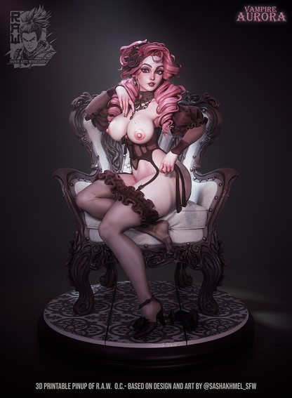 Vampire Aurora – Gothic Vampire Pinup (SFW/NSFW 18+) - 75mm & 120mm scale
