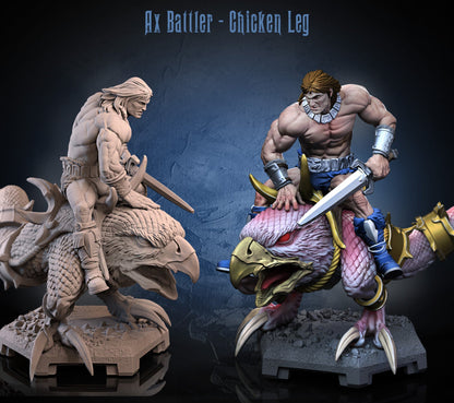 Mounted Ax Battler - Golden Axe Inspired Miniature