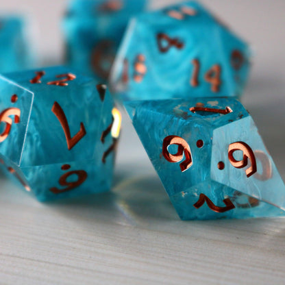 Blue Smoke Handmade Resin DND Dice Set