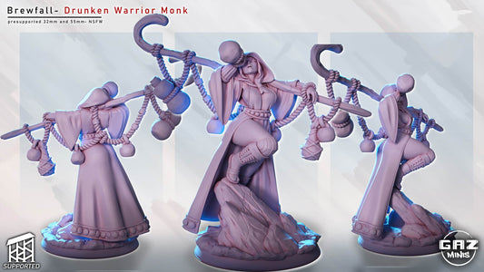 Brewfall - Drunken Warrior Monk - Human Monk Female Miniature (SFW/NSFW 18+ Only)