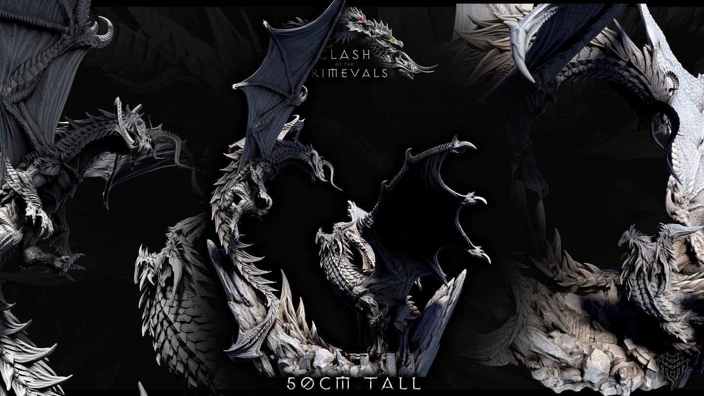 Elder Black Dragon Vs Elder Blue Dragon Battle Diorama - Clash of the Primevals