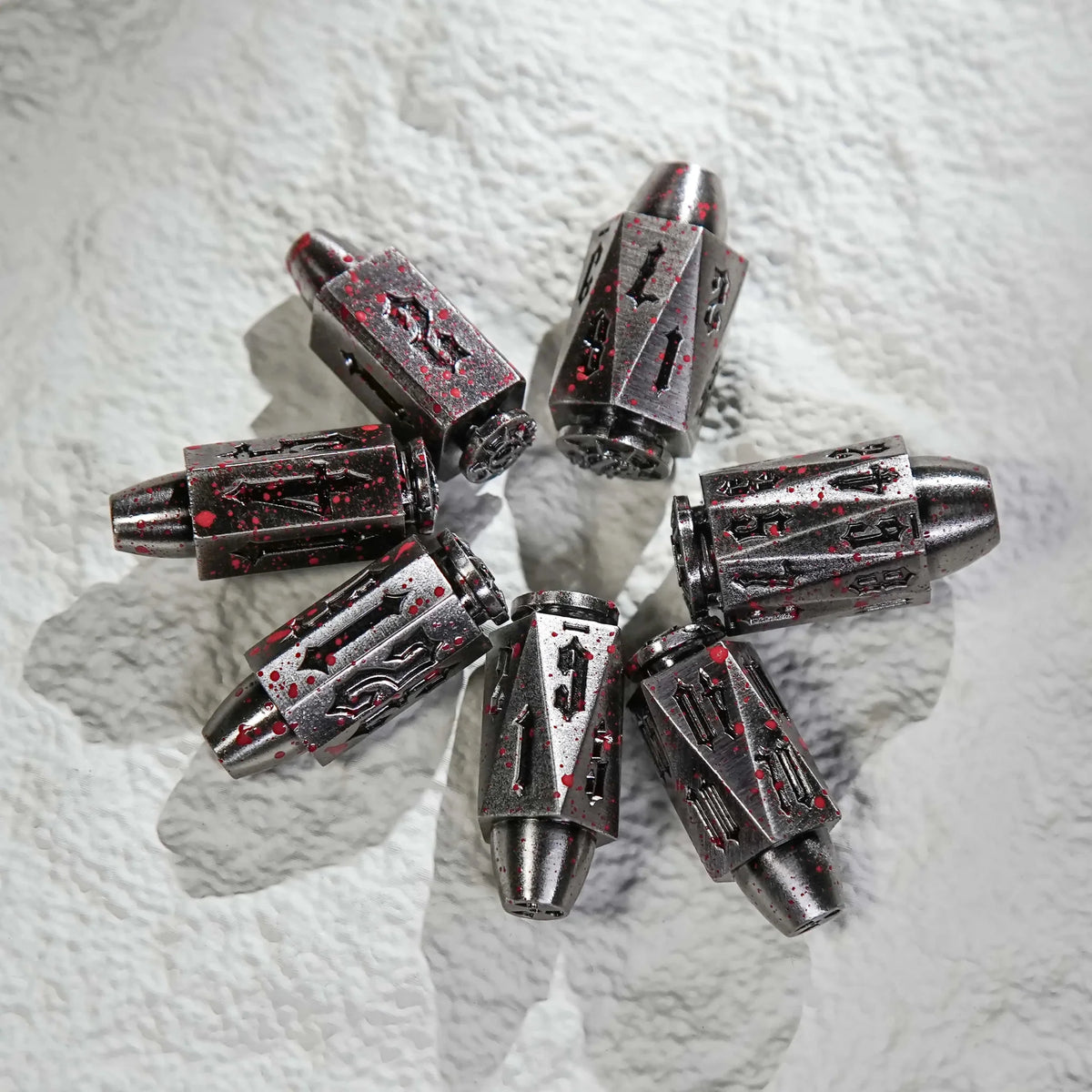 Cool dnd dice: unique metal bullet-shaped polyhedron RPG dice set