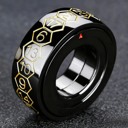 Cool Metal Fingertip Spinning D20 Dice Ring