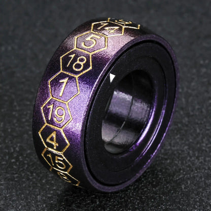 Cool Metal Fingertip Spinning D20 Dice Ring