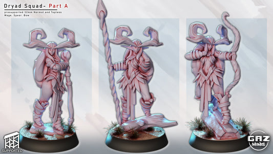 Dryad Squad Miniatures (Mage, Spear, Bow)