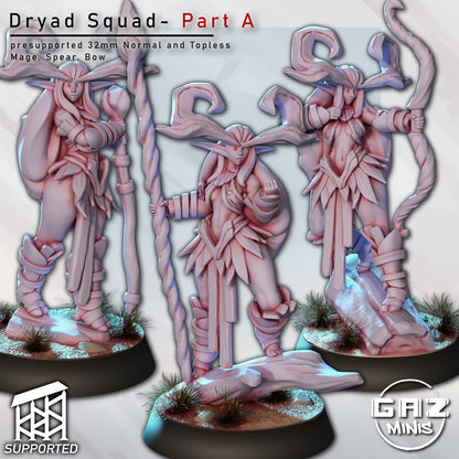 Dryad Squad Miniatures (Mage, Spear, Bow)