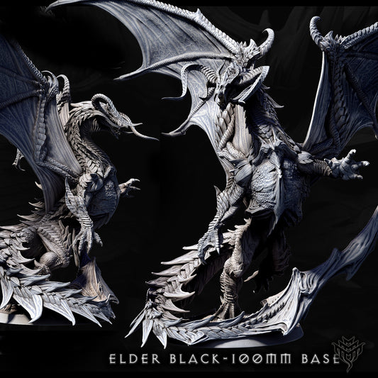 Elder Black Dragon Miniature - Clash of the Primevals