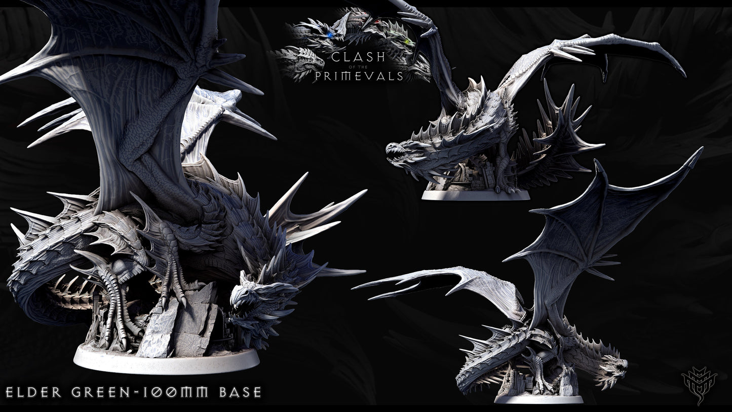 Elder Green Dragon Miniature - Clash of the Primevals