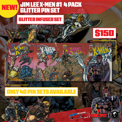 Jim Lee X-Men #1 4 Pack Exclusive Enamel GLITTER ✨ NYCC EXCLUSIVE Pin Set Only 250 Made (10/22/2025)