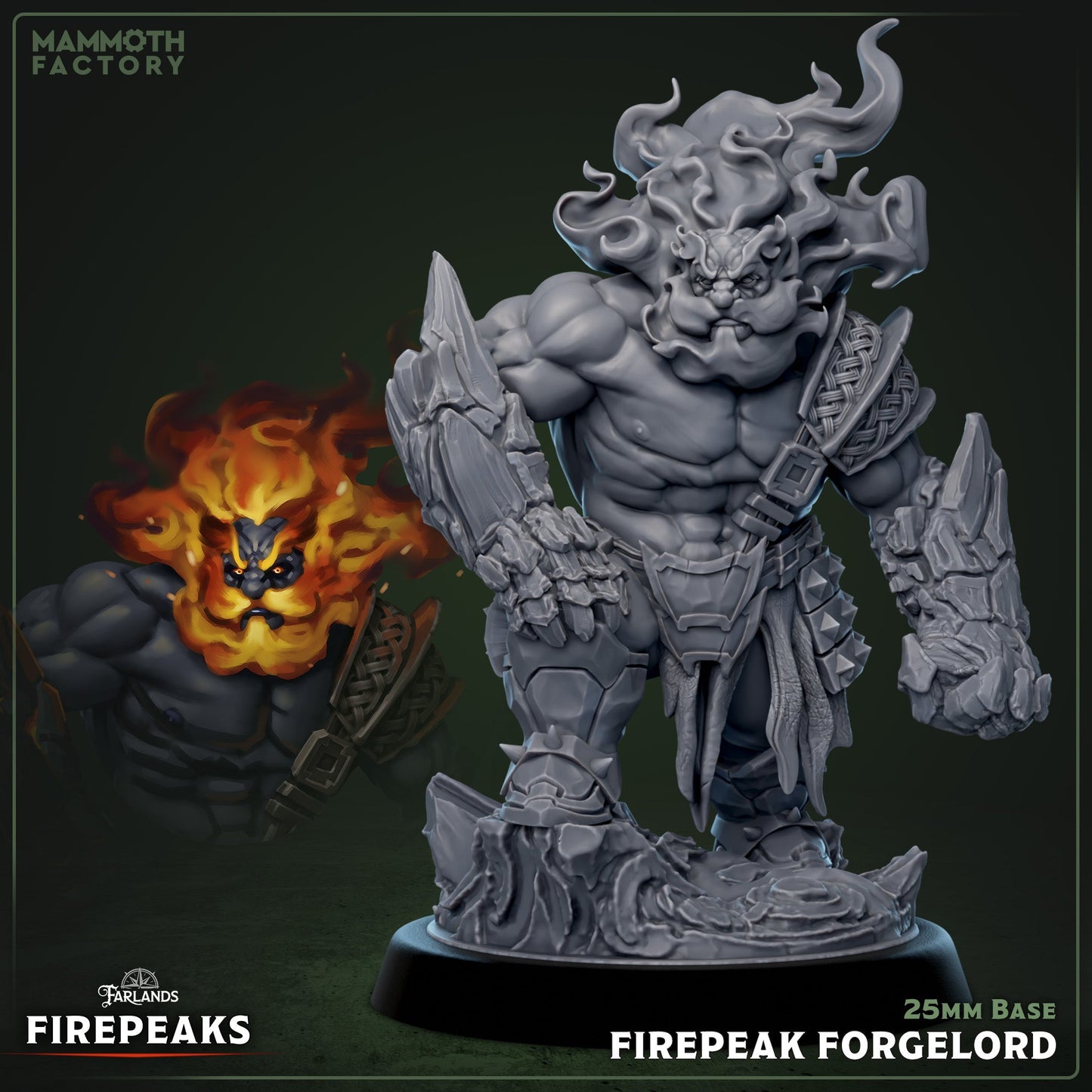 Firepeak Forgelord - Fire Dwarf Smith - Miniature