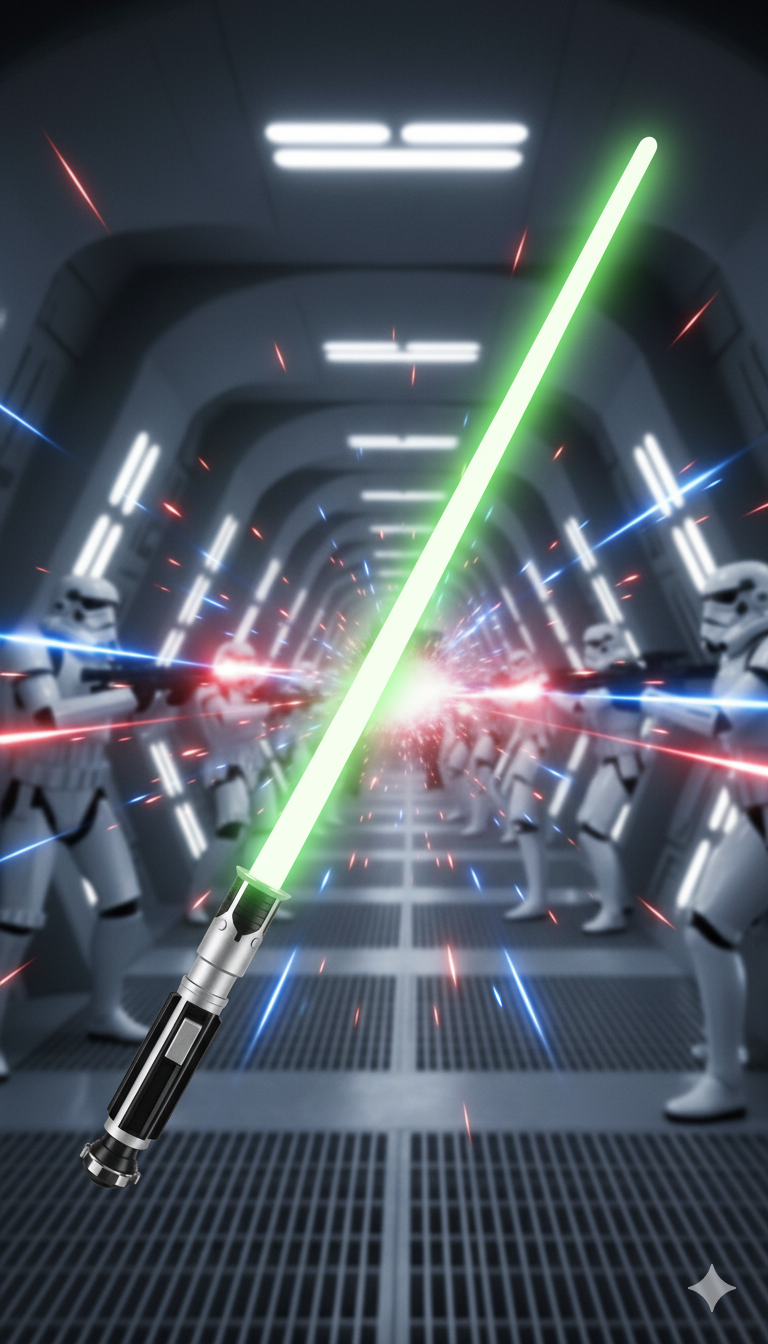 lightsaber in a futuristic battle