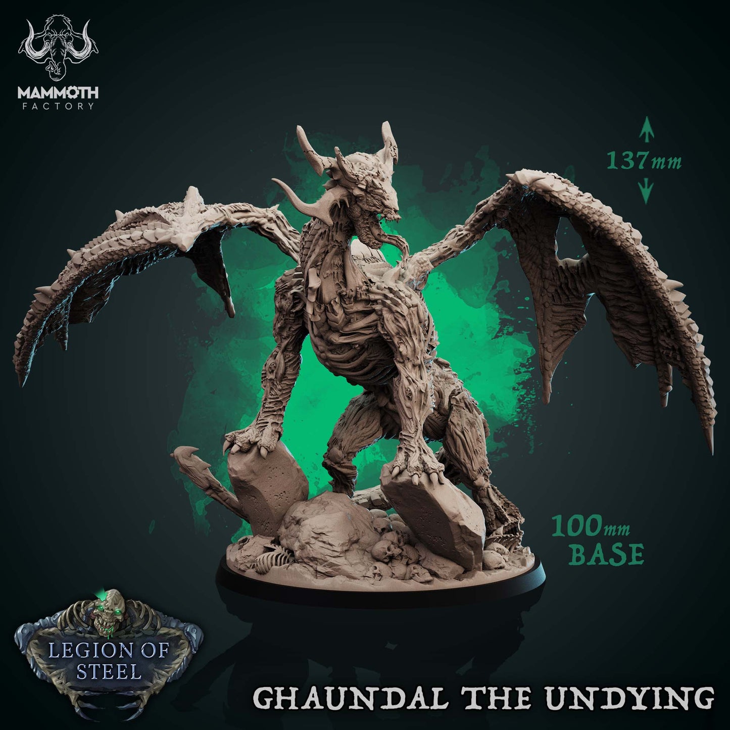 Ghaundal the Undying Undead Dragon Miniature