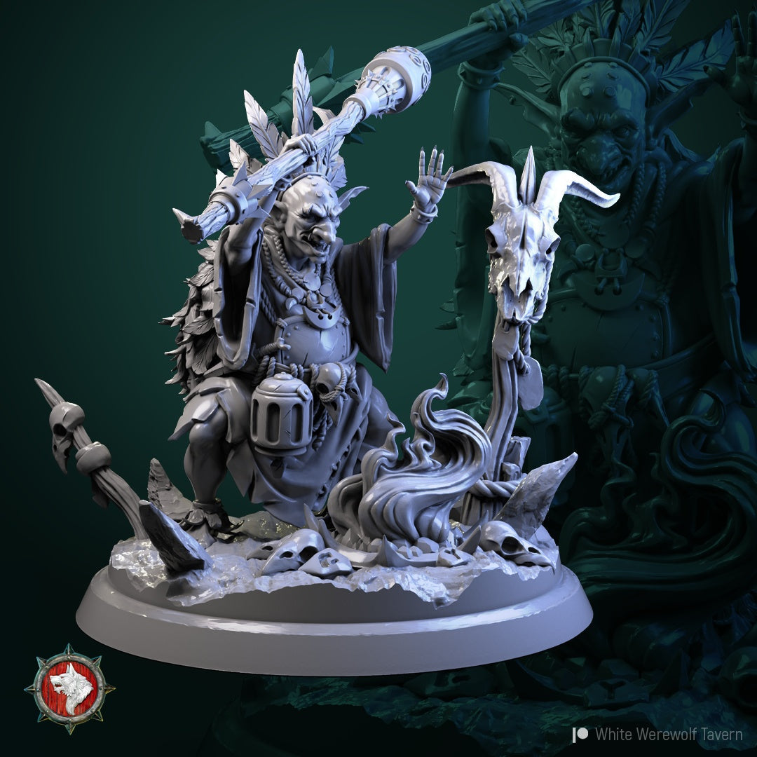 Goblin Shaman Miniature & Bust – Male Goblin Spellcaster
