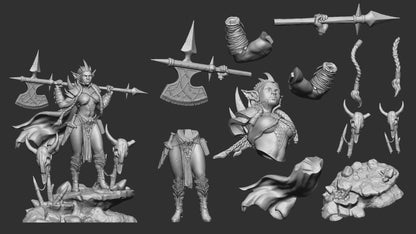Goblin Queen – Goblin Female Warrior Miniature & Bust