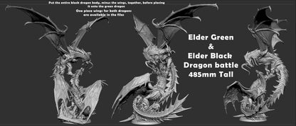 Elder Black Dragon Vs Elder Green Dragon Battle Diorama - Clash of the Primevals