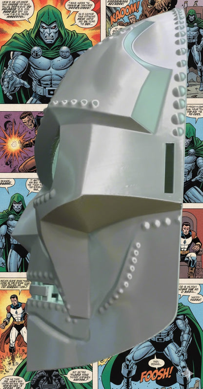 Dr. Doom Inspired Silver Mask - PETG Plastic Replica with Strap Slots
