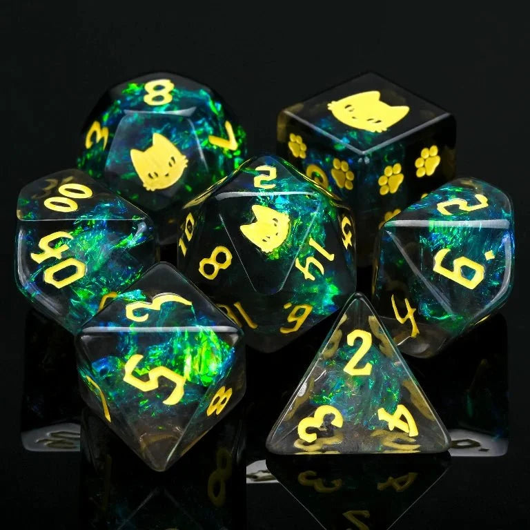 Kickstarter Dice — Mysterious Cat Resin Dice Set