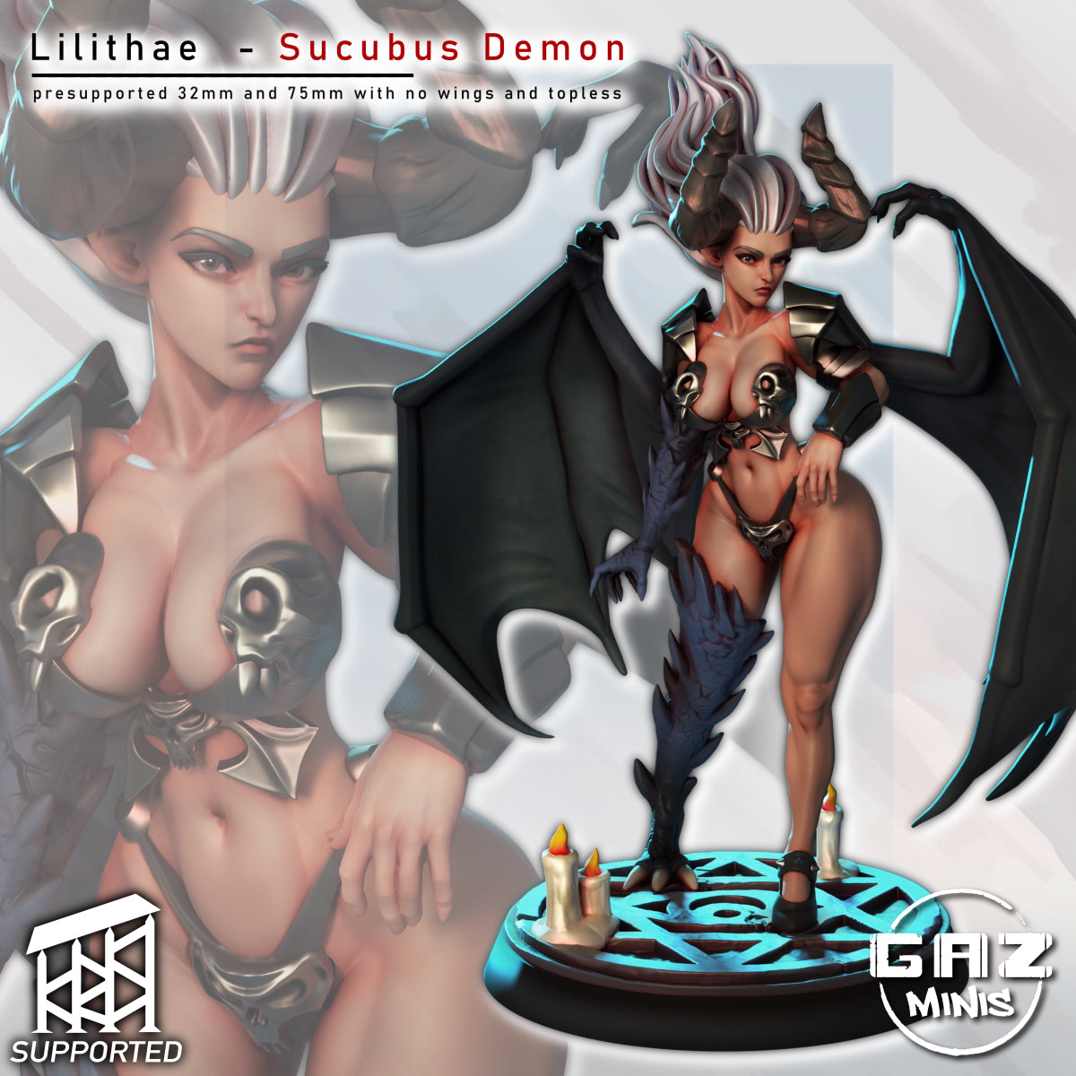Lilithae - Succubus Demon – (SFW/NSFW 18+) Miniature – 32mm & 75mm Scale