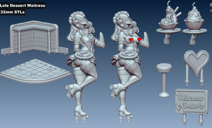 Lola - Dessert Waitress Miniature (32mm, 75mm, 150mm NSFW/SFW 18+)