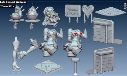 Lola - Dessert Waitress Miniature (32mm, 75mm, 150mm NSFW/SFW 18+)