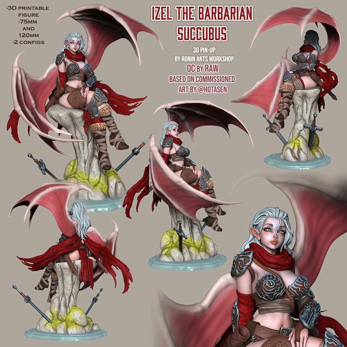 Succubus Izel Pinup (SFW/NSFW 18+) - 75mm, 120mm Scale