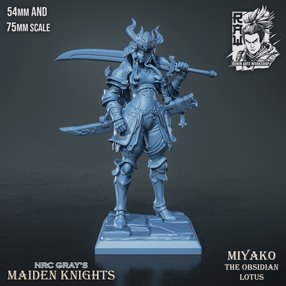 Miyako the Obsidian Lotus - Maiden Knights - 54mm & 75mm Fantasy Miniature
