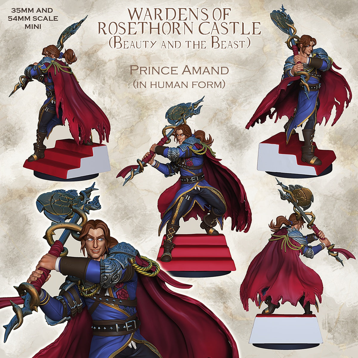 Adam the Beast – Cursed Noble Beast Warrior – Beauty and the Beast Inspired Miniature