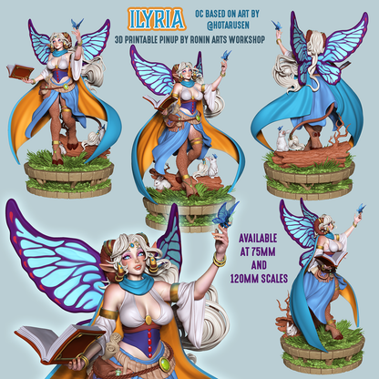 Ilyria – Fairy Spellcaster Pinup (SFW/NSFW 18+ Only) (75mm & 120mm Miniatures)