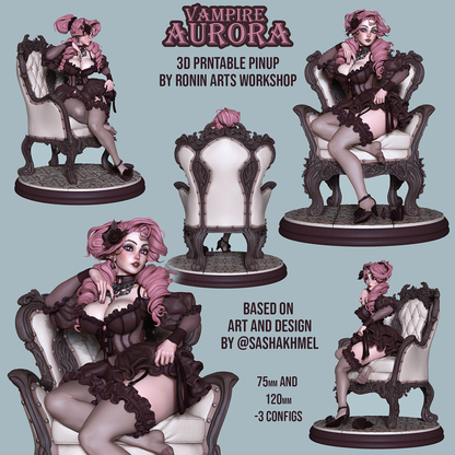 Vampire Aurora – Gothic Vampire Pinup (SFW/NSFW 18+) - 75mm & 120mm scale