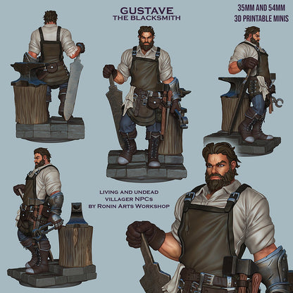 Gustave the Blacksmith – Living & Undead Villager NPC – Miniature