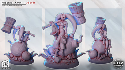 Mischief Kwin – Jester Girl – 32mm & 75mm Scale Miniature