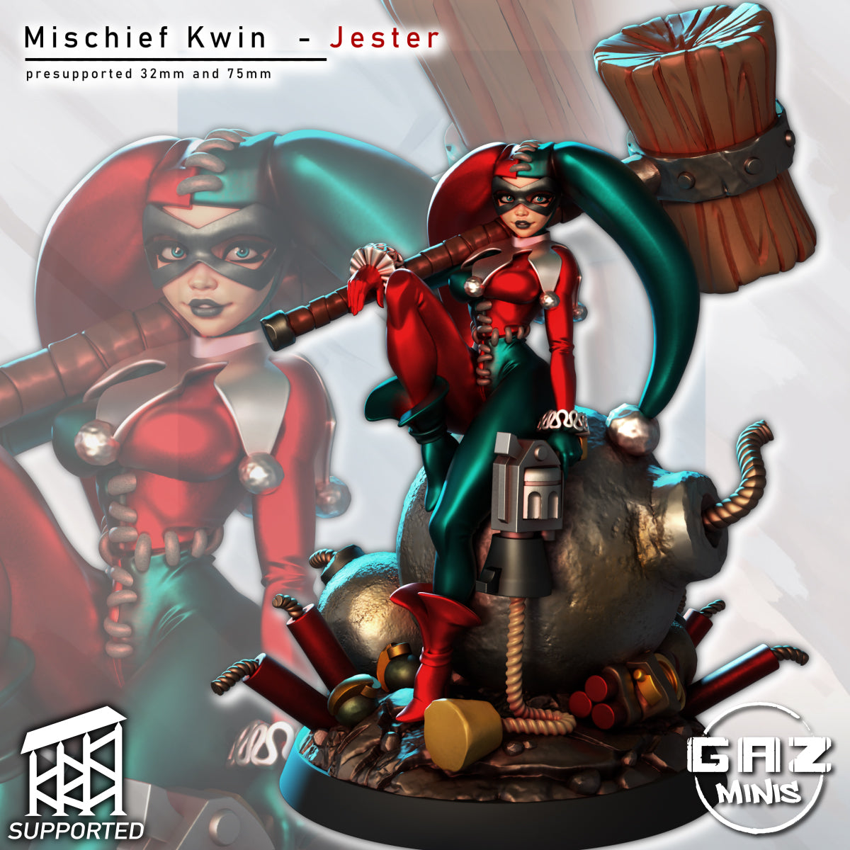 Mischief Kwin – Jester Girl – 32mm & 75mm Scale Miniature