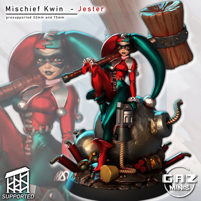 Mischief Kwin – Jester Girl – 32mm & 75mm Scale Miniature
