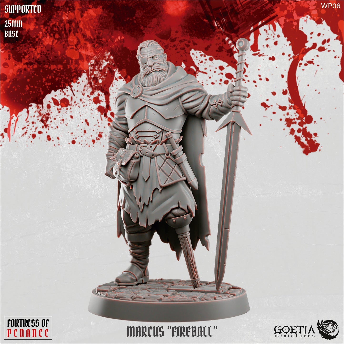 Marcus “Fireball” – Humanoid Fighter with Greatsword – Fortress of Penance Miniature