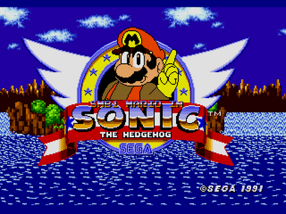 Mario in Sonic the Hedgehog Sega Genesis Repro Game Cart