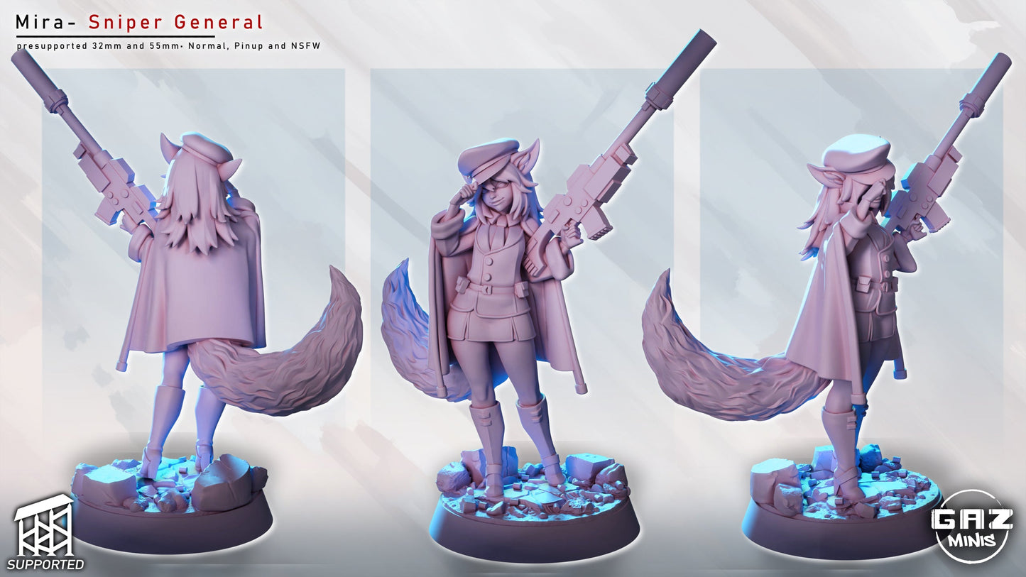 Mira - Kitsune Sniper General - Miniature (SFW/NSFW 18+ Only)