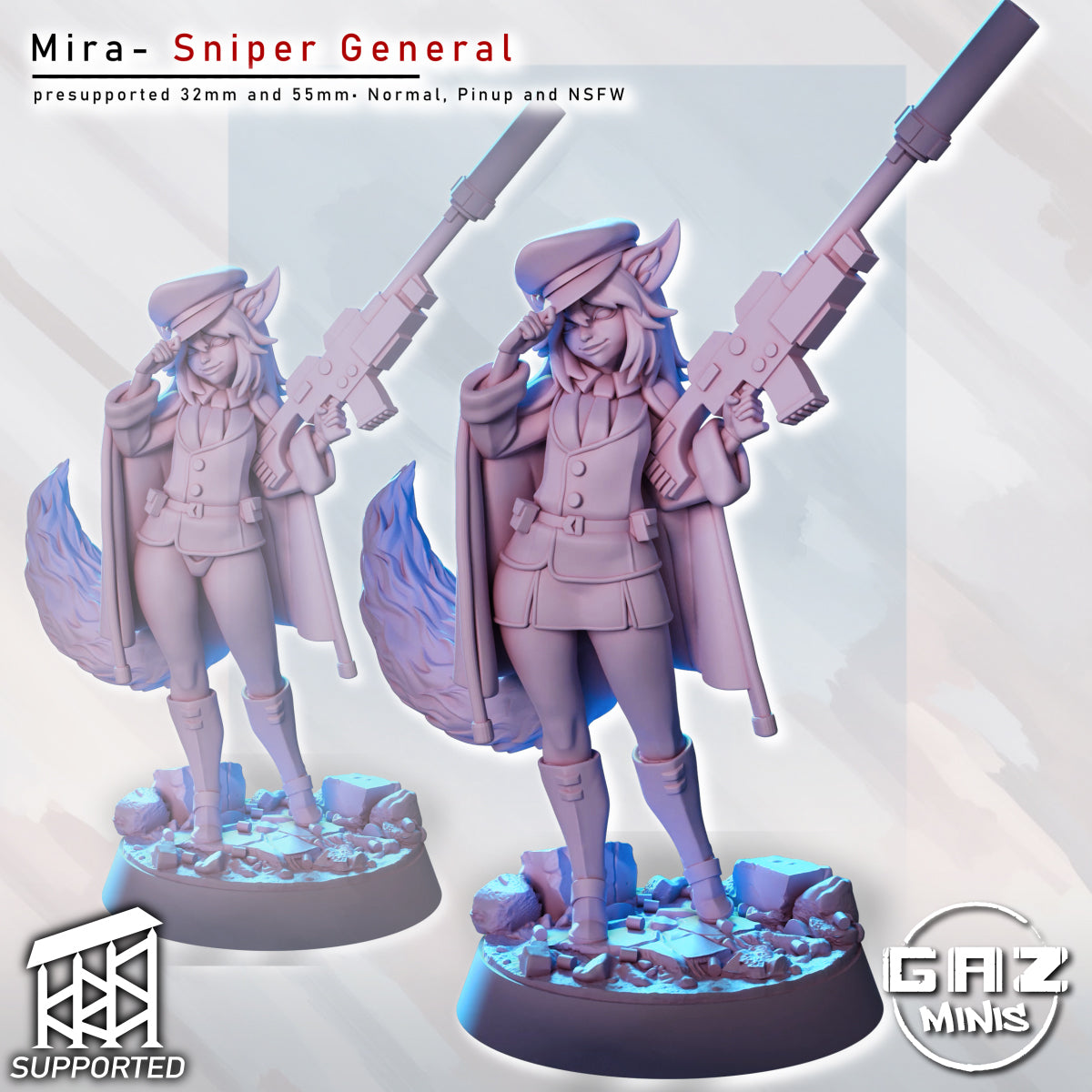 Mira - Kitsune Sniper General - Miniature (SFW/NSFW 18+ Only)