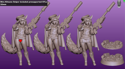 Mira - Kitsune Sniper General - Miniature (SFW/NSFW 18+ Only)