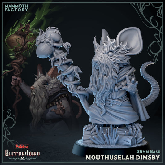 Mouthuselah Dimsby – Mouse Druid – Burrowtown Fateless – Miniature