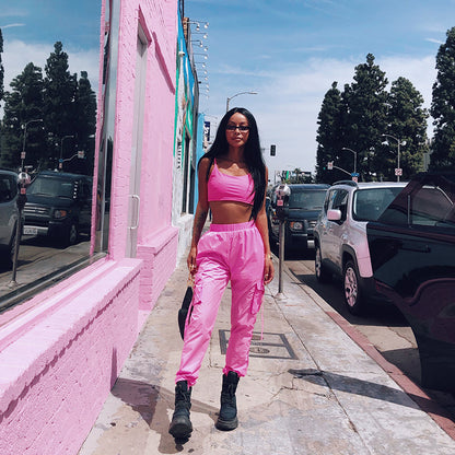Pink Vest and Cargo Jogger Pants, Separate Options