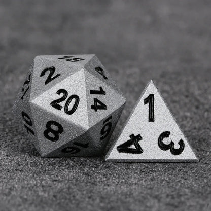 Paladin Bright Silver Metal DND Dice Set