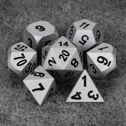 Paladin Bright Silver Metal DND Dice Set