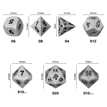 Paladin Bright Silver Metal DND Dice Set