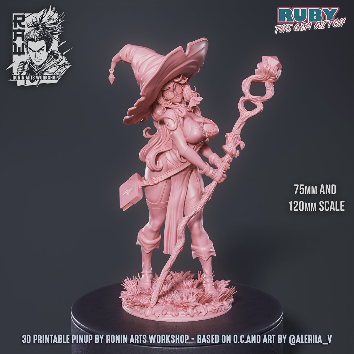Ruby the Gem Witch (SFW/NSFW 18+ Only) – Fantasy Sorceress Miniature