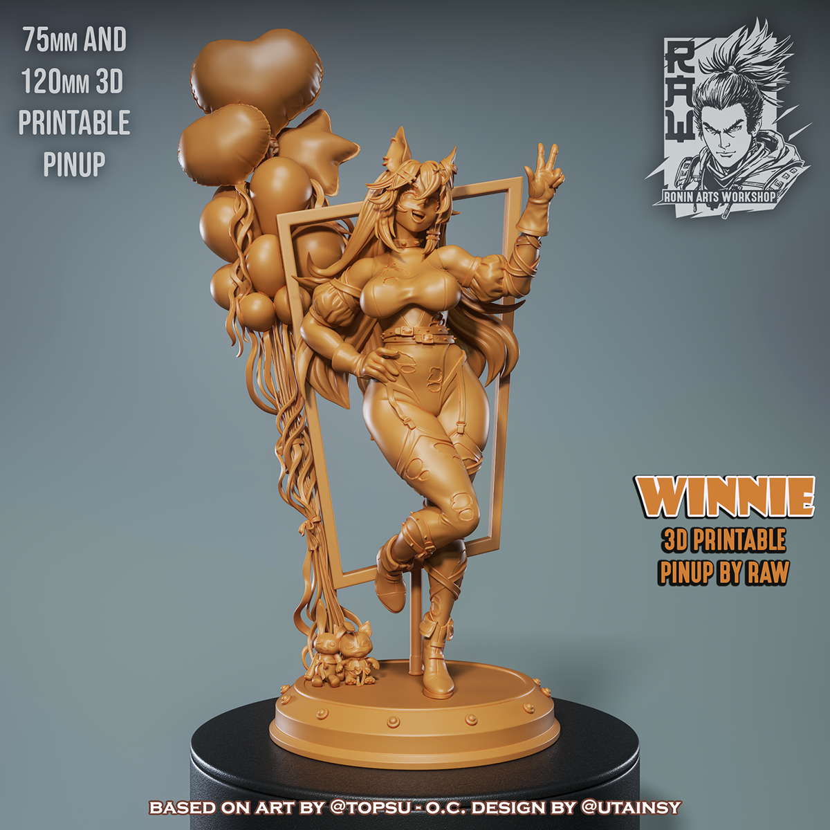 Winnie - Catgirl Pinup (SFW/NSFW 18+) - 75mm & 120mm scale