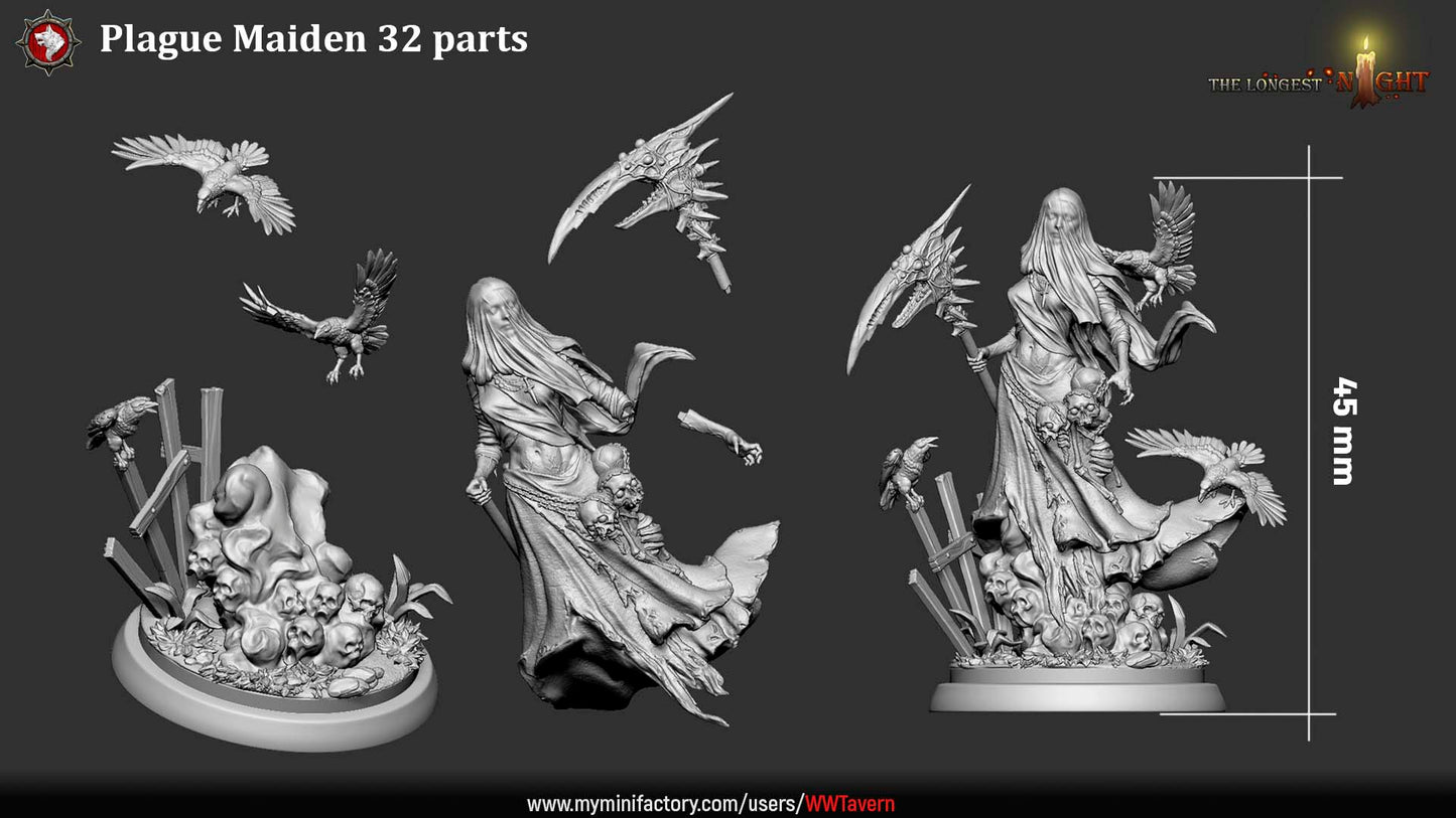 Plague Maiden – Female Necromancer – Miniature & Bust - The Longest Night